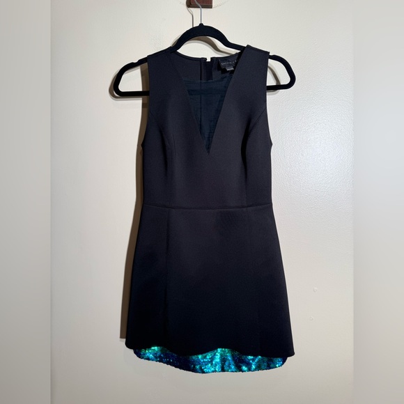 Sachin + Babi Black fit & flare mini Sequin hem Dress women’s 4 - Picture 2 of 8